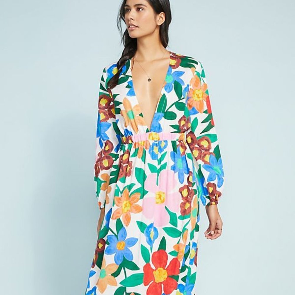 SOLD Mara Hoffman LUNA Floral V Neck Maxi Dress - Picture 3 of 8
